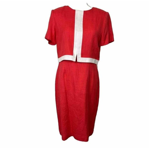 Talbots Dresses & Skirts - 80/90's Classy Vintage Talbots Dress Petite Size 4 Red White Sheath
